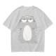 Olive Green T-Shirt With Grumpy Chubby Gray Cat Graphic