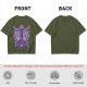 Olive T-Shirt with Celestial Cat Moth and Mystical Hands Print