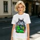 Olive Green T-Shirt with Totoro Nature Landscape Graphic Print