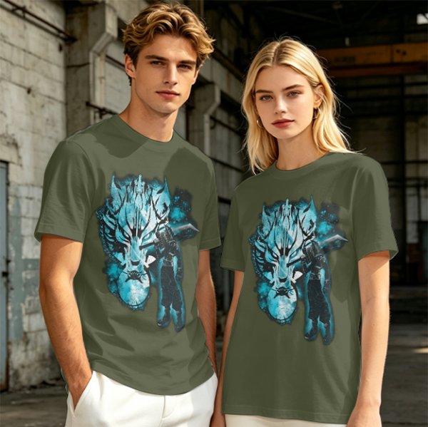 Olive Green T-Shirt With Alien Warrior Graphic Print