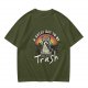 Olive Graphic T-Shirt With Raccoon Rainbow 'A Great Day To Be Trash' Print
