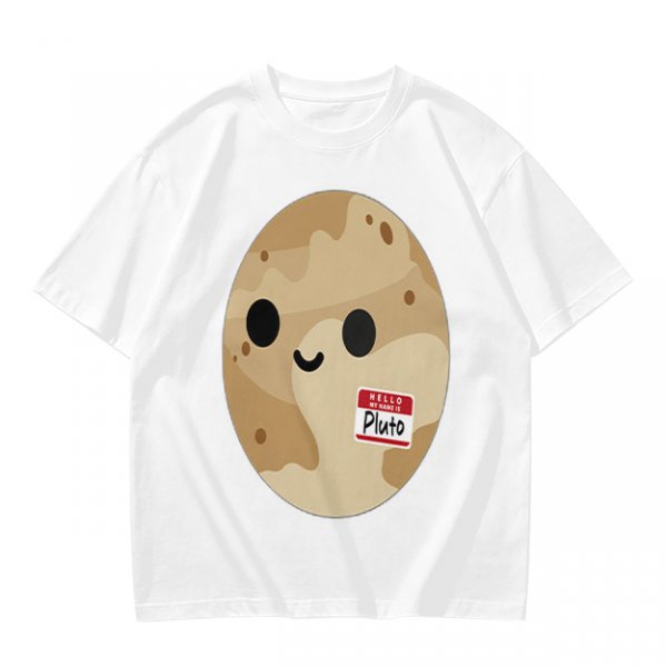 Olive T-Shirt With Cute Pluto Potato Character Graphic