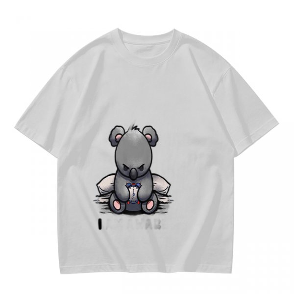 Olive T-shirt with Angry Koala Holding a Small Toy Print