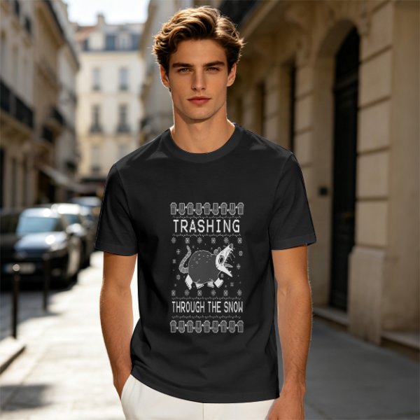 Trashing Through The Snow Christmas Rat Graphic T-Shirt