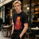 Olive T-Shirt With Nerdy Ginger Cat Reading Book Print