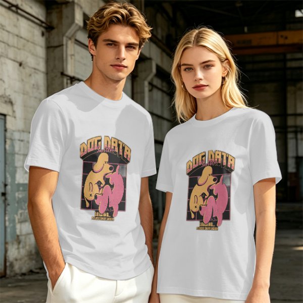 Olive green graphic t-shirt with dog data system print