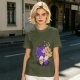 Olive T-Shirt With Cute Fantasy Bird Family Print