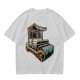 Olive T-Shirt With Rustic Wooden Cart Print