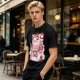 Olive T-Shirt with Strawberry Milk Carton Cat Shop Graphic