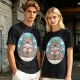 Olive Green T-Shirt with Totoro Holding Piranha Plant Print