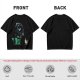 Olive T-shirt with cartoon dinosaur in Darth Vader helmet and chicken print