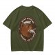 Olive t-shirt with bear captain fishing pun graphic