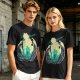 Anime Silhouette Graphic Olive Green Short Sleeve T-Shirt