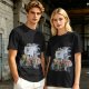 Olive T-Shirt with One Piece Straw Hat Pirates Crew and Ship Print