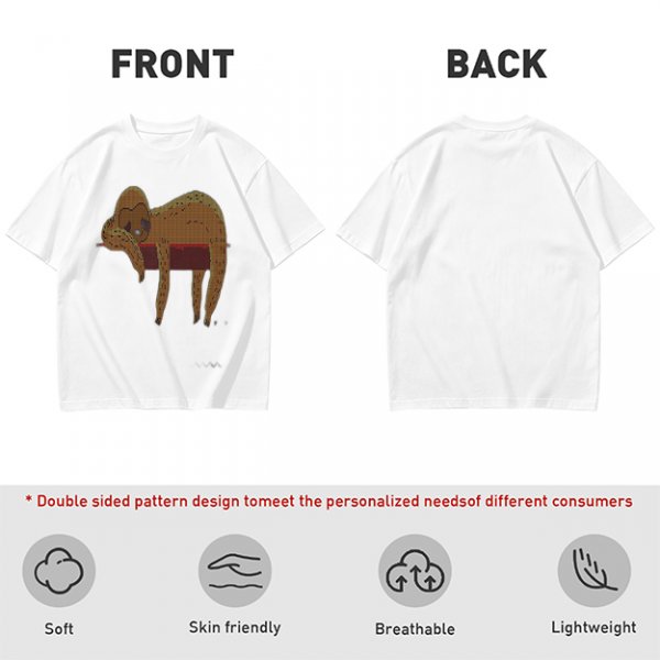 Olive Green T-Shirt with Sleeping Sloth Graphic Print