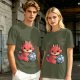 Cute Red Dragon Holding D20 Dice Graphic T-Shirt