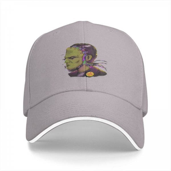 Black baseball cap with Frankenstein monster graphic print