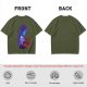 Olive T-Shirt With Purple Haired Figure Night Scene Print
