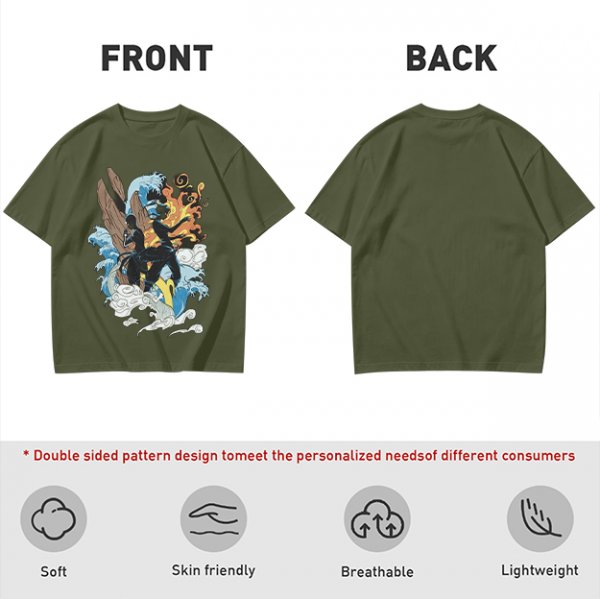 Olive T-Shirt With Elemental Bender Artwork Print