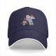 Black baseball cap with Forrest Gump ping pong cartoon graphic