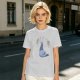 Olive green graphic t-shirt with cartoon pigeon print