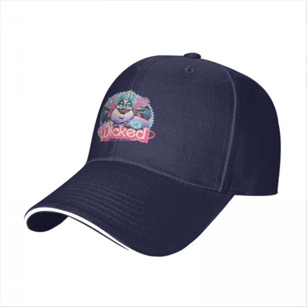 Black baseball cap with Ursula 'Wicked' villain graphic print
