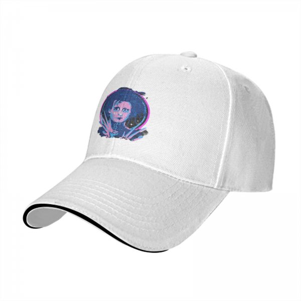 Black Baseball Cap With Neon Edward Scissorhands Portrait Print