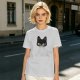 Olive Green T-Shirt With Black Cat Head Graphic Print
