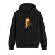 Black hoodie with glowing orange anime-style graphic print