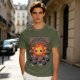 Olive t-shirt with Calcifer and soot sprites graphic print