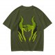 Olive Green T-Shirt With Monster Horned Claw Graphic Print