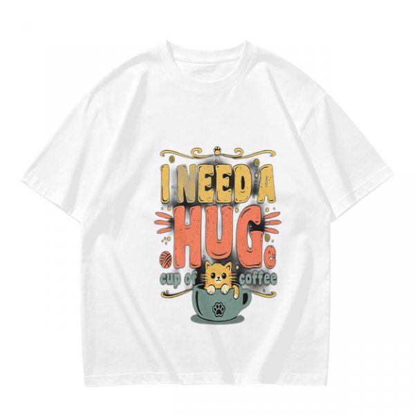 I Need a Huge Cup of Coffee Cat Graphic T-Shirt