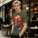 Olive T-shirt with He-Man slapping Skeletor comic print