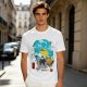 Olive T-shirt with anime pig pilot and seaplane graphic