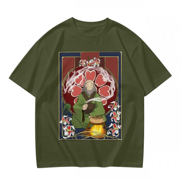 Olive Green T-Shirt Featuring Iroh from Avatar: The Last Airbender