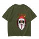 Olive T-Shirt with Kriss Santa Rock Band Graphic Print