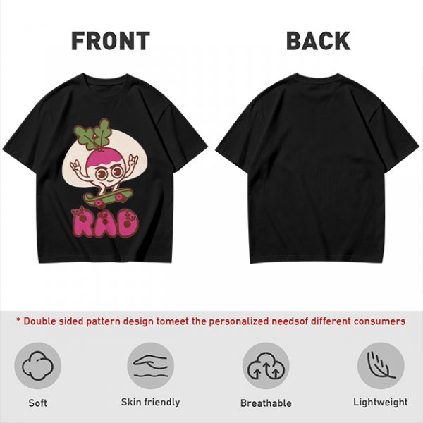 Olive T-Shirt With Rad Skating Radish Cartoon Graphic