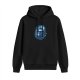Black Hoodie With Blue Shattered Glass Monster Face Graphic