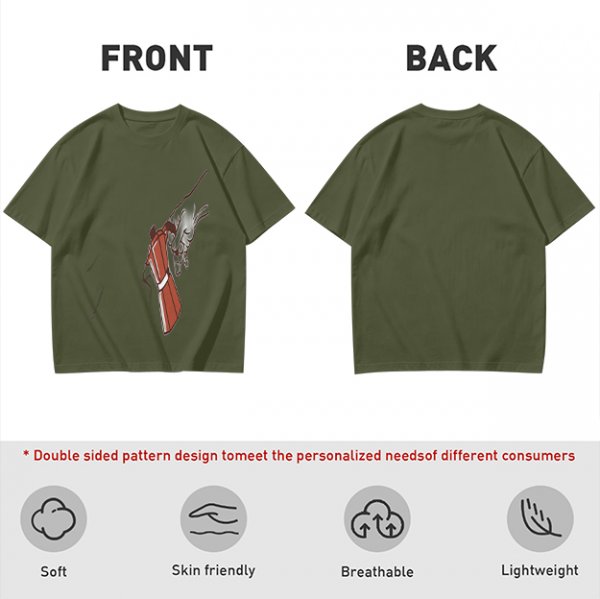 Oversized Olive T-Shirt With Mechanical Hand Holding Gun Graphic