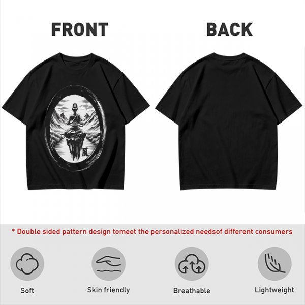 Olive T-shirt with Air Nomad Monk Meditating Ink Art Print