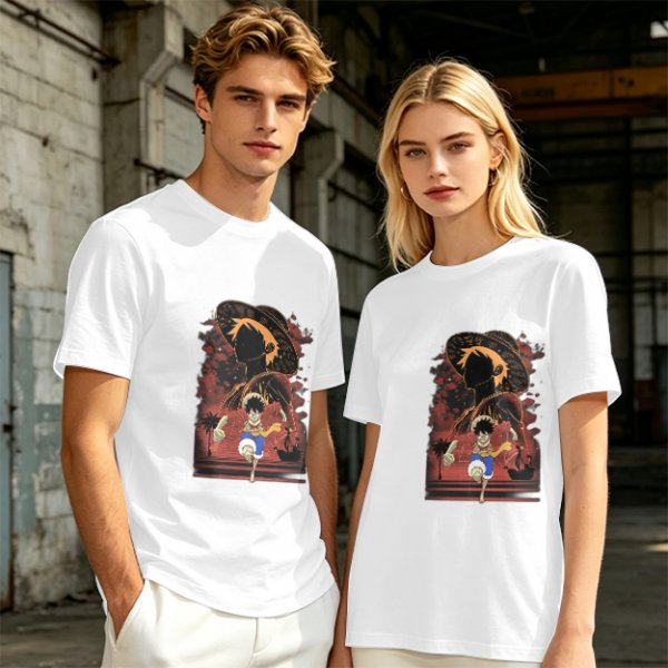 Olive Anime Graphic T-Shirt With Straw Hat Character Design