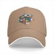 Black baseball cap with playful cats in a Rubik's cube graphic
