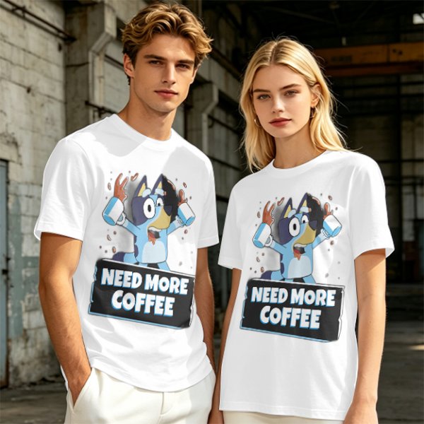 Bluey Character 'Need More Coffee' Graphic T-Shirt