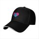 Black Baseball Cap With Blue Cat In Pink Heart Graphic