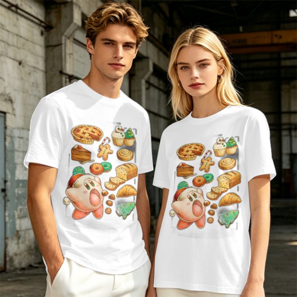 Kirby Christmas Pastry Graphic Tee For Holiday Food Lovers