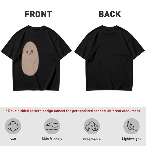 Olive Green T-Shirt With Cute Smiling Potato Graphic