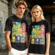 Olive T-shirt with One Piece x Simpsons Style Character Grid Print