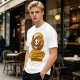 Olive green graphic t-shirt with cute reaper coffee themed print
