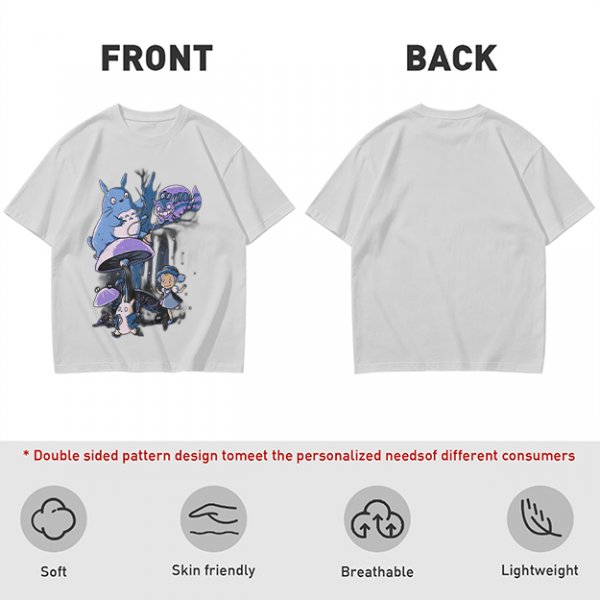 Olive T-Shirt with Whimsical Fantasy Creature and Character Print