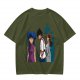 Anime Character Graphic Olive Green T-Shirt